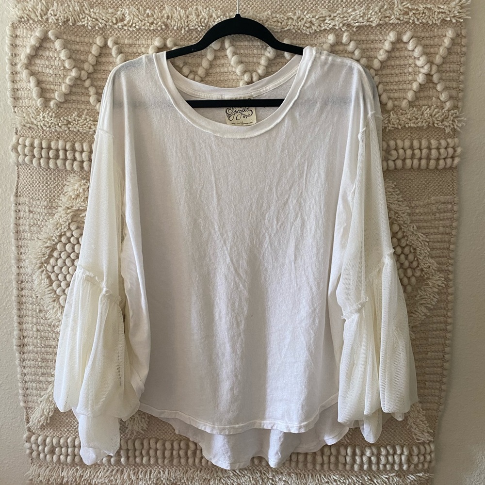 Free People oversized mesh sleeve shirt